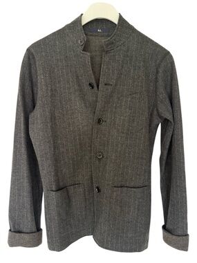 45rpm-studio Charcoal Gray Pinstripe Button Jacket